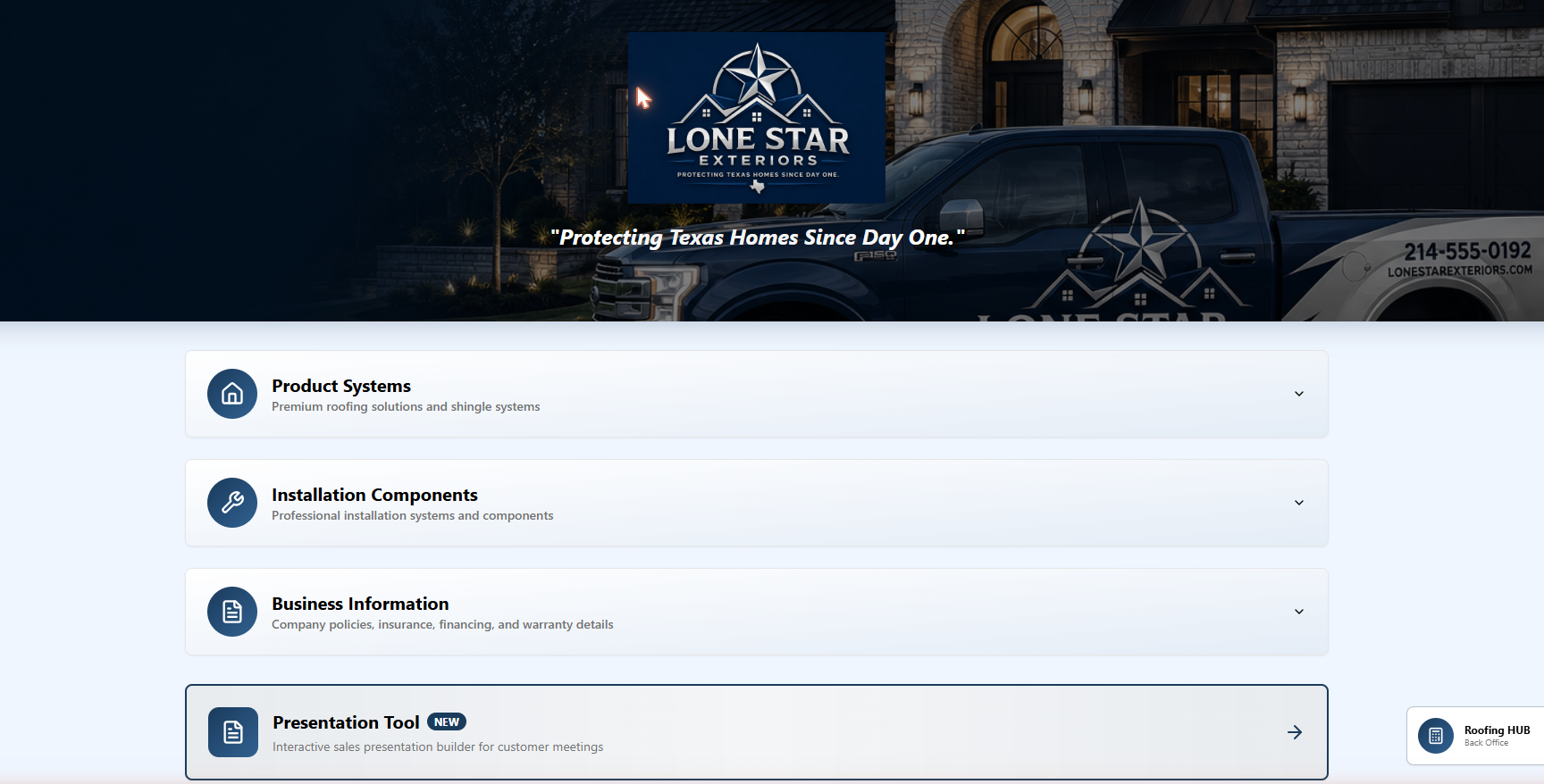 Custom-branded CloseDeck presentation for Lone Star Exteriors