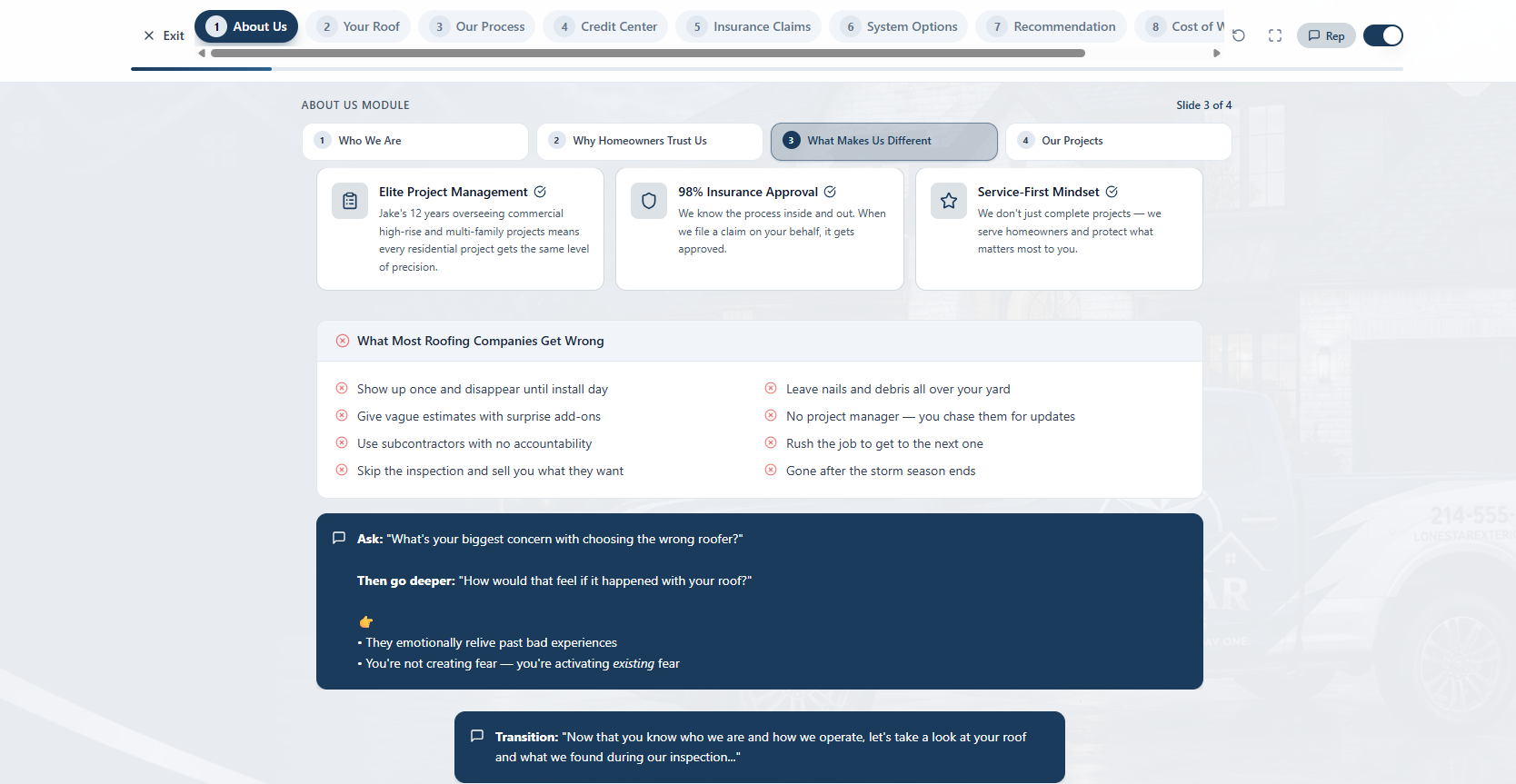 CloseDeck built-in sales coaching with talking points and objection handlers